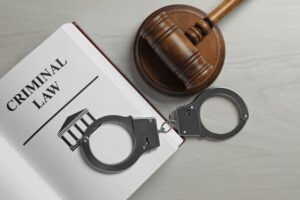 Criminal law book and scales